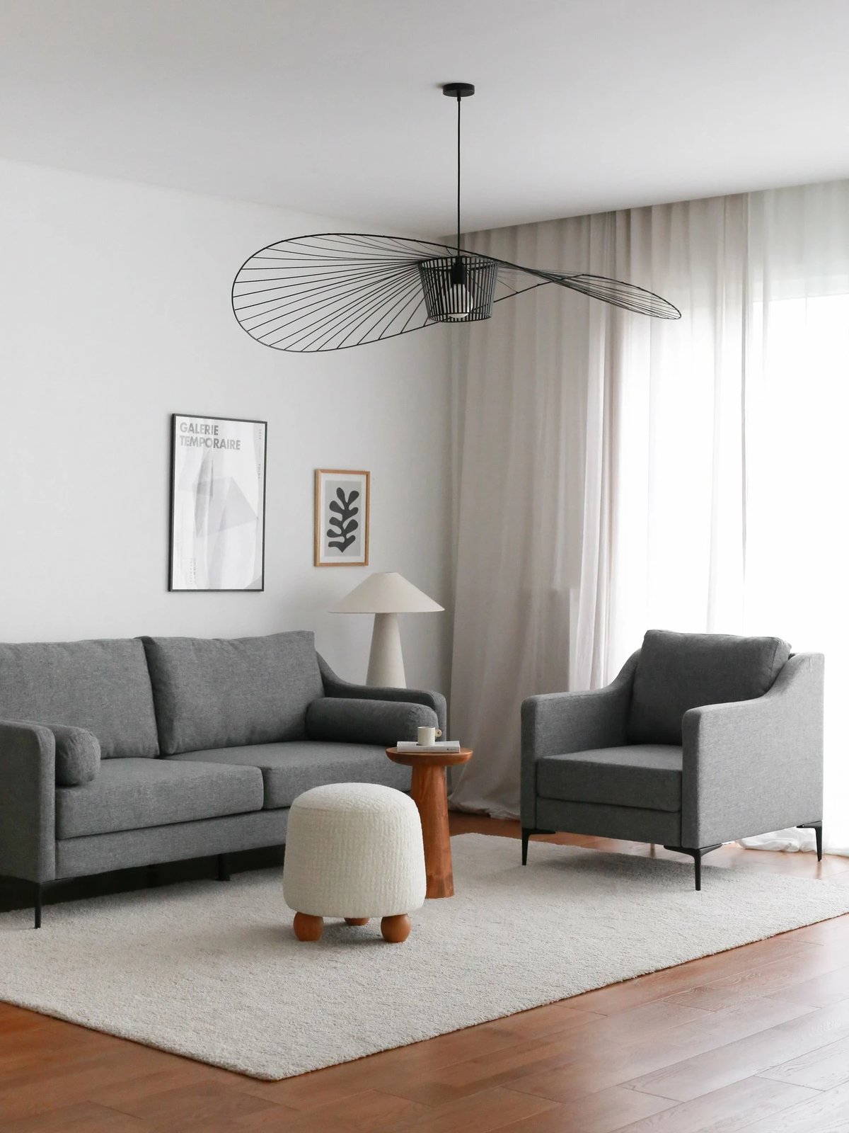 Divan treshe Nordi, metal, ngjyrë gri