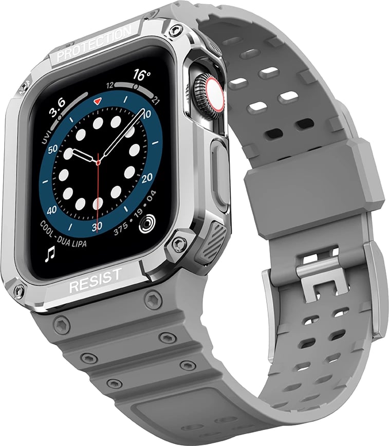 Rrip me kasë për Apple Watch Hurtel Protect Strap Band, 41/40/38mm, Gri/Argjend