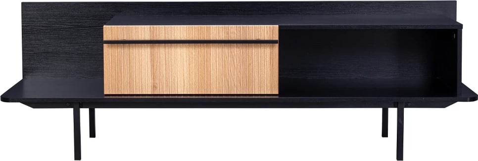 Komodë TV Origami, 1 sirtar, e zezë-sonoma, 160x39.5x50cm