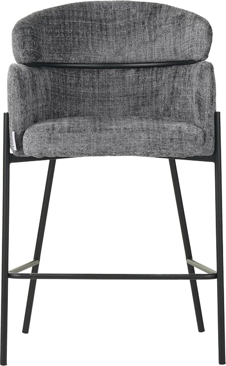 Karrige për bar Tolerse, material stof ngjyrë gri e çelët, këmbë metalike të zeza