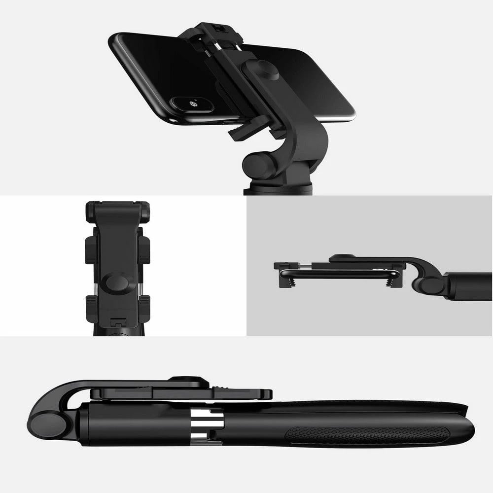 Selfie stick me tripod Tech-Protect L01S, Bluetooth, për smartphone, 70cm, Zi