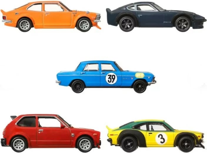 Set vetura të vogla Hot Wheels Premium Car Culture Japan Historics 4, 1:64, 5 copë, shumëngjyrëshe