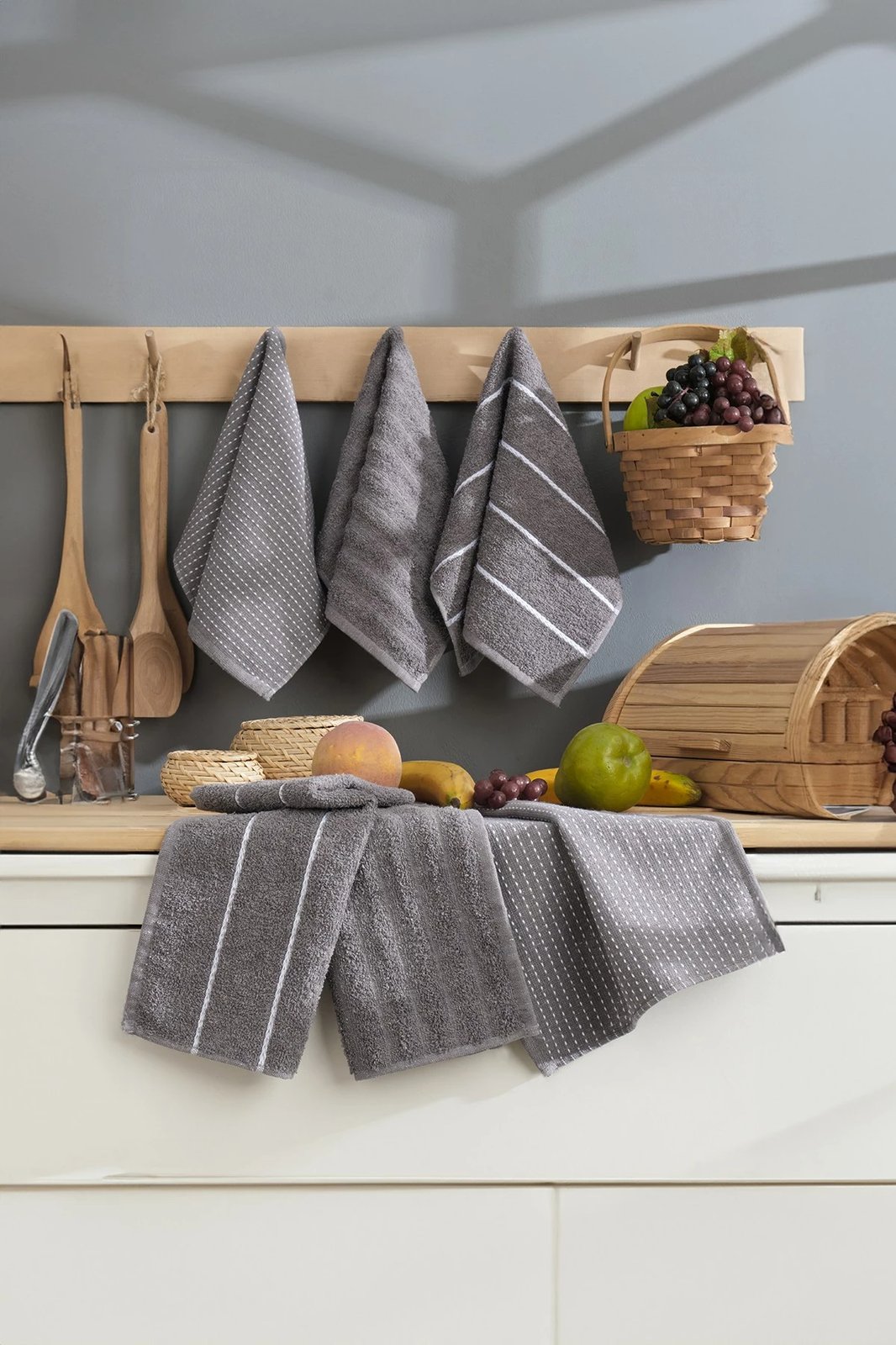 Set peshqirësh larjeje (6 copë), Mijölnir, Sofya, ngjyrë antracit