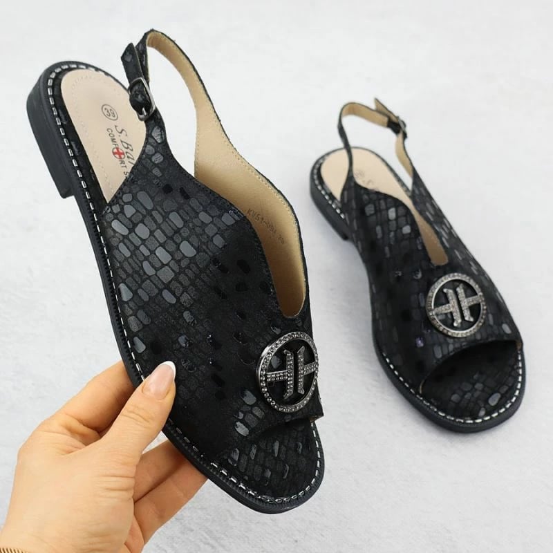 Sandale lëkure për femra S.Barski KV51-094, të zeza