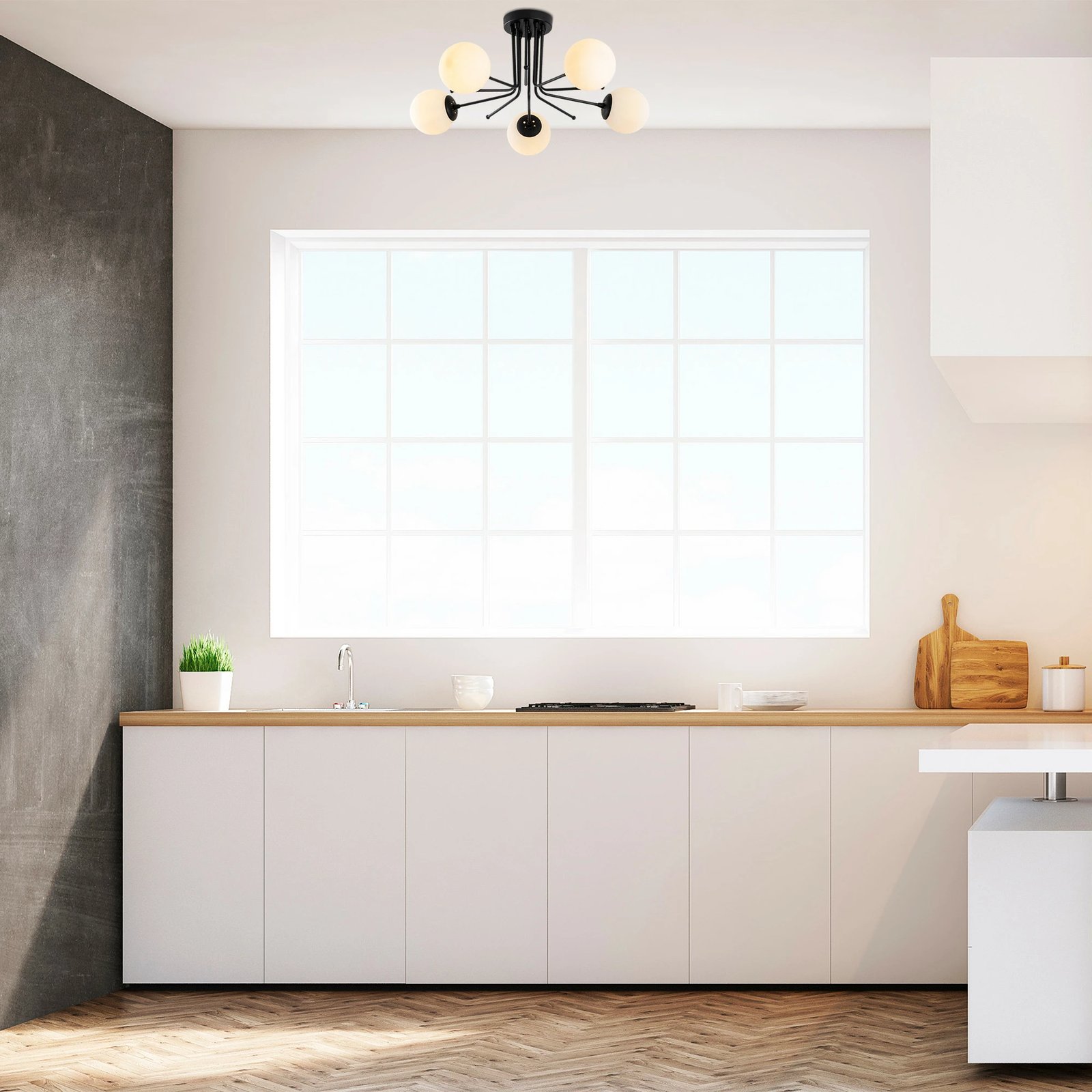 Llambë tavani Opviq Daisy-147-AV2, industriale, e zezë