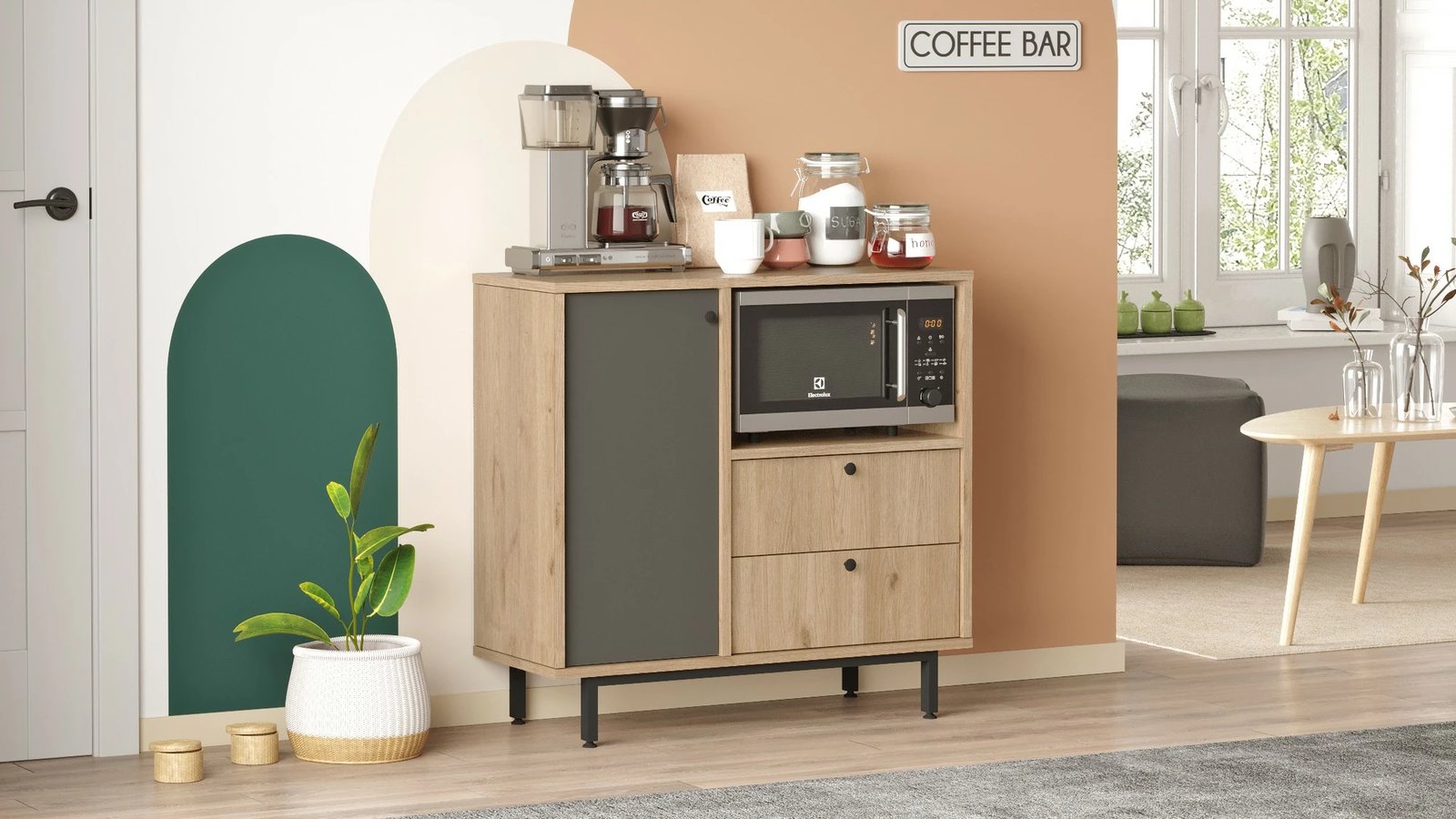 Dollap multifunksional Hanah Home, RE1-SA, ngjyrë lis dhe antracit