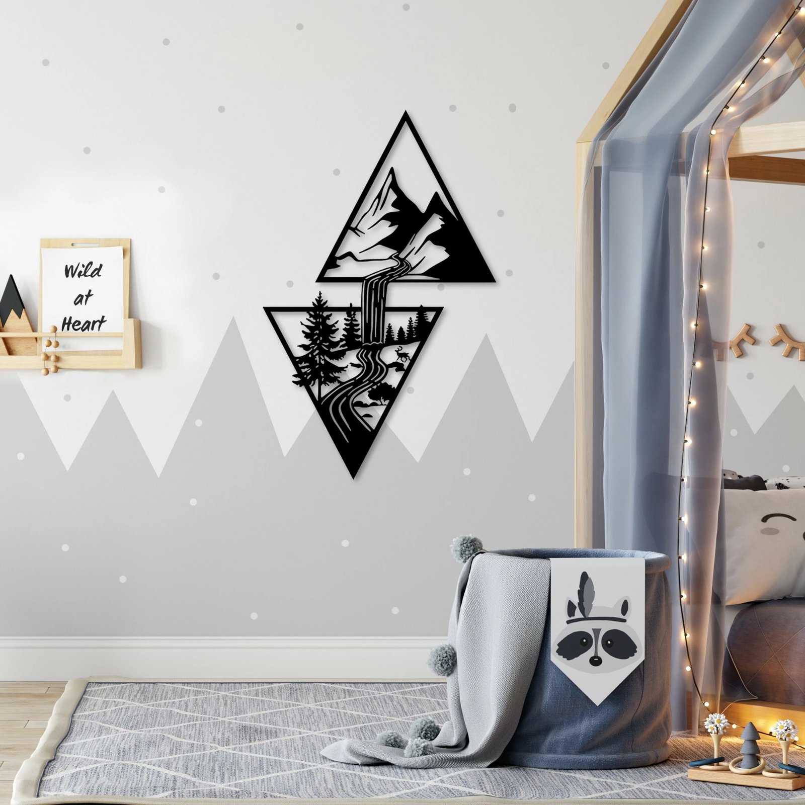 Aksesor dekorativ metalik për mur, Wallity Cassade, ngjyrë e zezë