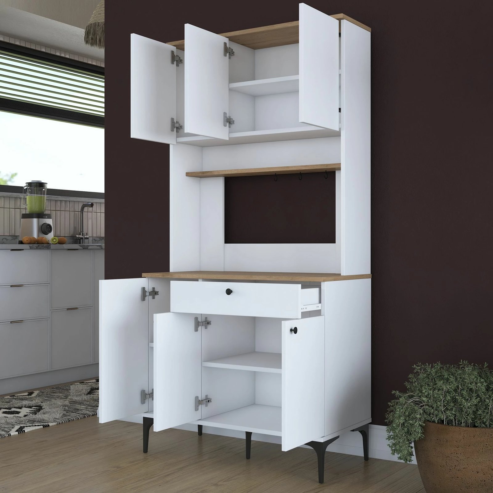 Dollap multifunksional Skye Decor, JE196 - 3805, ngjyrë arre dhe e bardhë