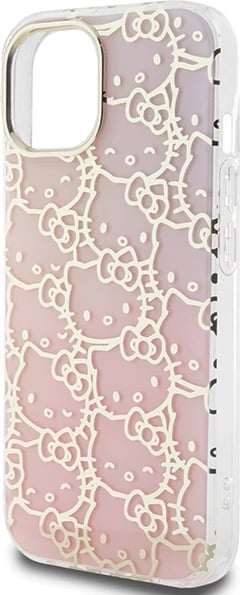 Mbështjellës Hello Kitty IML Gradient Electrop Crowded Kitty Head për iPhone 15, rozë
