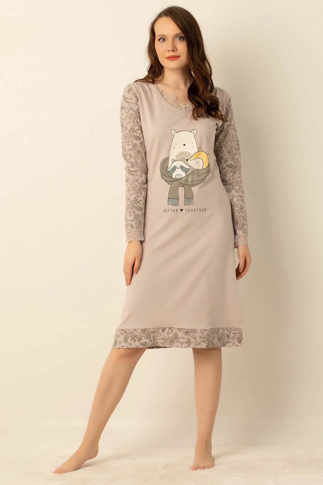 Këmishë nate Jumeon, ngjyrë mink, 002-000673