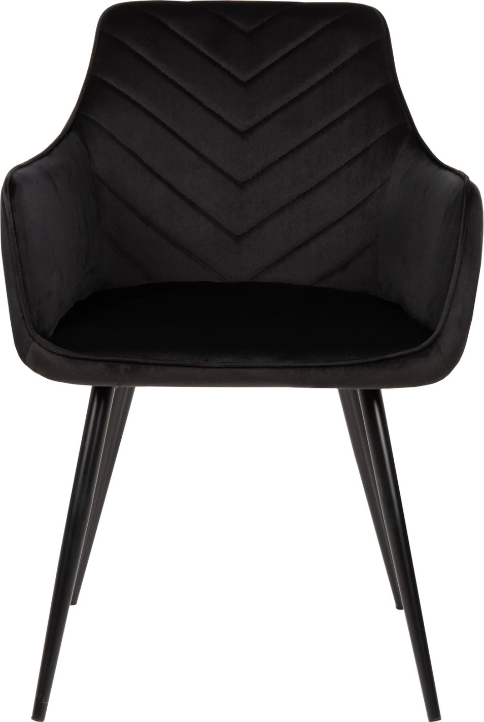 Karrige Latrell, kadife e zezë, këmbë metali të zeza, 55x57x84H cm., set prej 2 copë