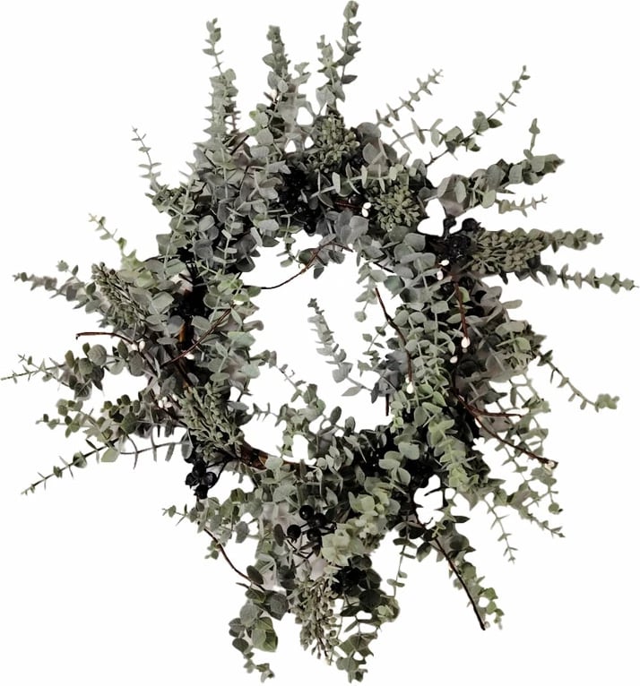 Kurorë dekorative eukaliptusi, PVC, e gjelbër, 48x48cm