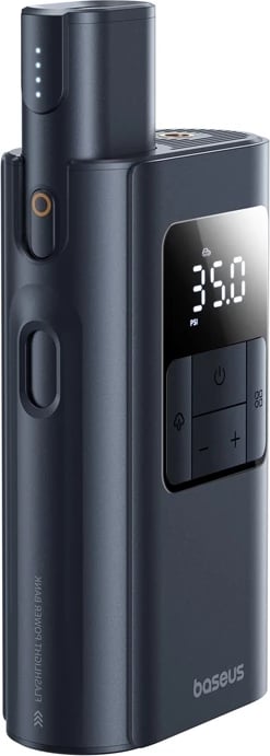 Pompë portative 2-në-1 rrotash, Baseus, PrimeTrip VA1 (C11169001121-00), 6000 mAh, deri 2.5 bar, me elektrik dore dhe powerbank, e zezë