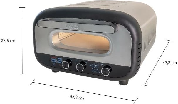 furë pice, UNOLD, Alfredo 68806, deri 450°C, gur pice cordierit, rregullim veçmas i nxehtësisë sipër/poshtë, inox, argjendtë, me lopatë pice