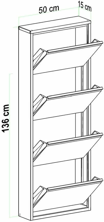 Dollap këpucësh metalik, 4 pjesë, ngjyrë e bardhë, Skye Decor