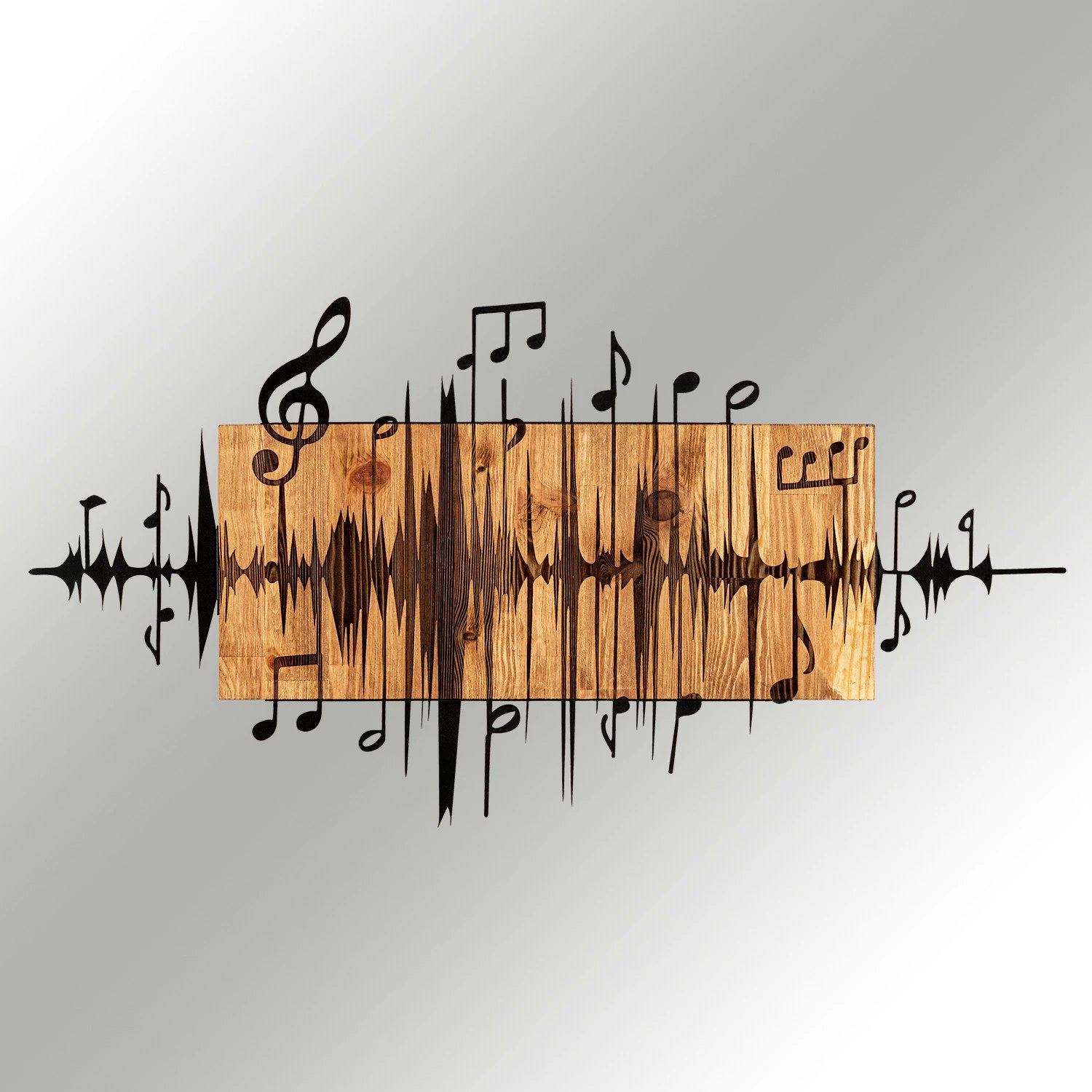 Aksesor dekorativ për mur, dru dhe metal, Wallity Efsa, ngjyrë e zezë dhe arre, 90x47cm