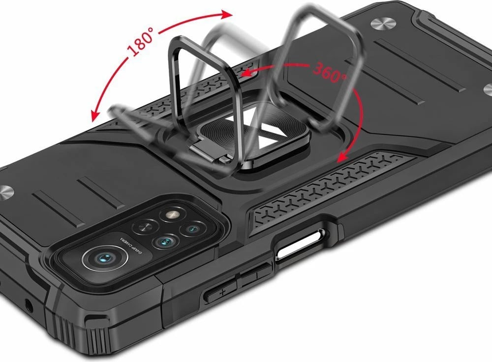 Mbështjellës Wozinsky Ring Armor me këmbë dhe ring holder për Samsung Galaxy A72, Kuq