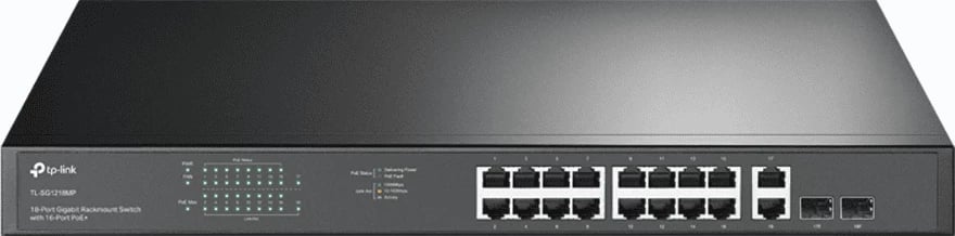 Switch TP-LINK TL-SG1218MP 16 porta Gigabit PoE+, 2 SFP, e zezë