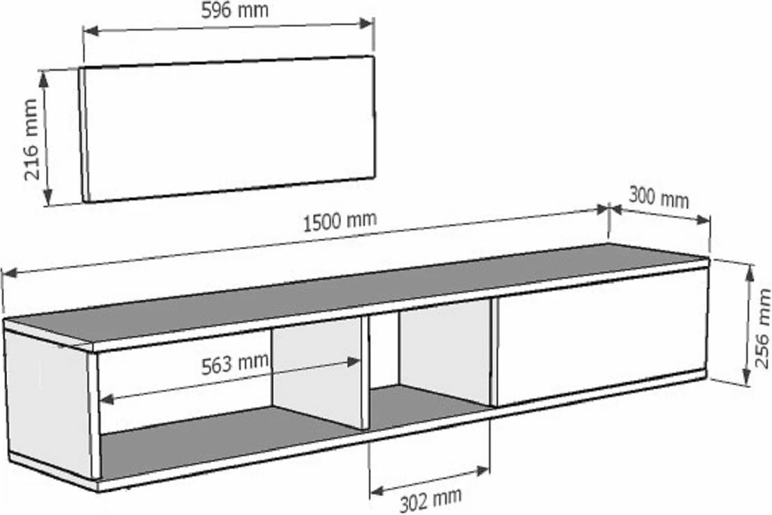 Komodë TV Skye Decor, Zuzu 150, ngjyrë lis safir, e bardhë