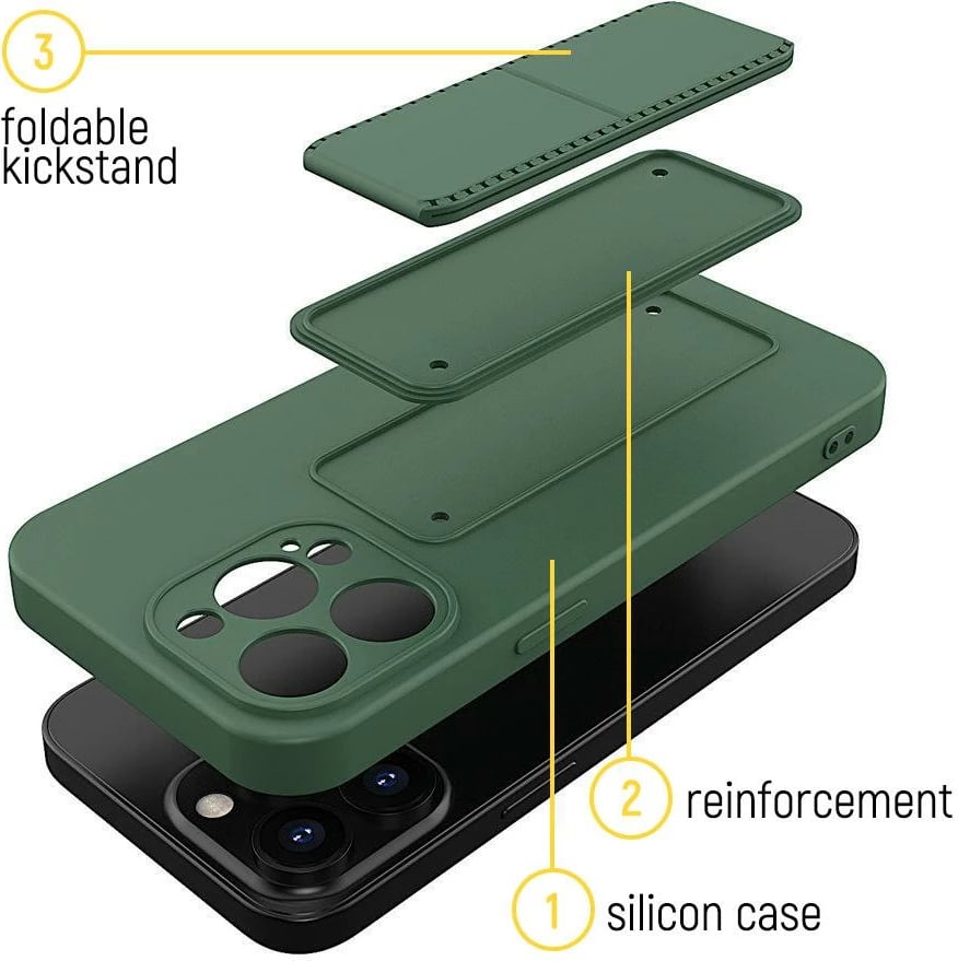Mbështjellës Wozinsky Kickstand Case për iPhone 12 Pro Max, silikon, e gjelbër e errët