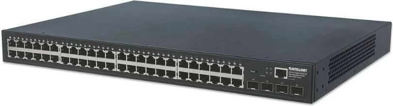 Switch i menaxhueshëm Intellinet 561334, 48 porta Gigabit RJ45, 4x SFP, rack, i zi
