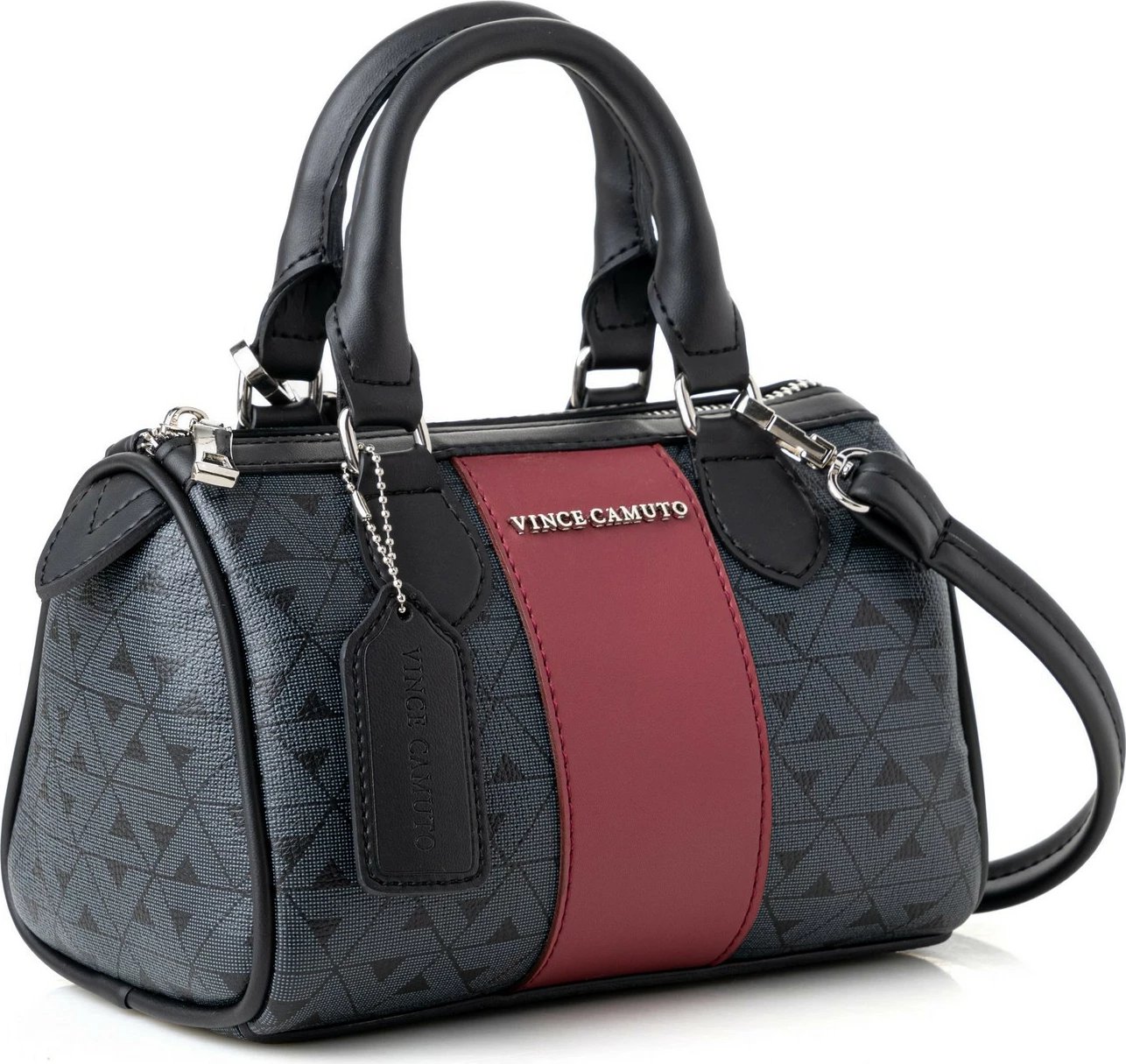 Çantë dore Vince Camuto Rimini, monogram, e zezë, burgundy