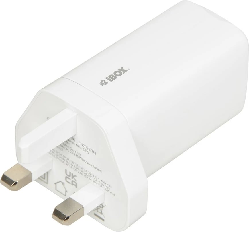 Karikues universal iBOX C-65 GaN 65W, prizë UK, i bardhë