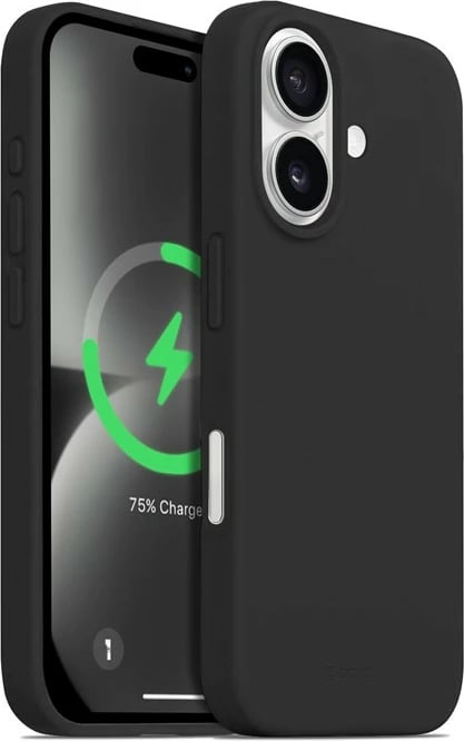 Mbështjellës CRONG Color Cover Magnetic për iPhone 16, 6.1", MagSafe, Silikon, i zi
