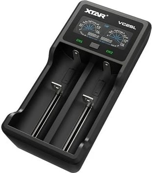 Karikues baterish XTAR VC2SL, LCD, 2 kanale, USB, i zi
