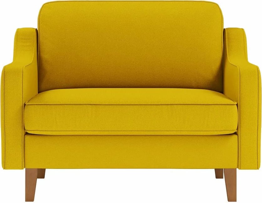 Karrige e madhe një vendëshe Robin, ngjyrë sunflower, këmbë druri walnut