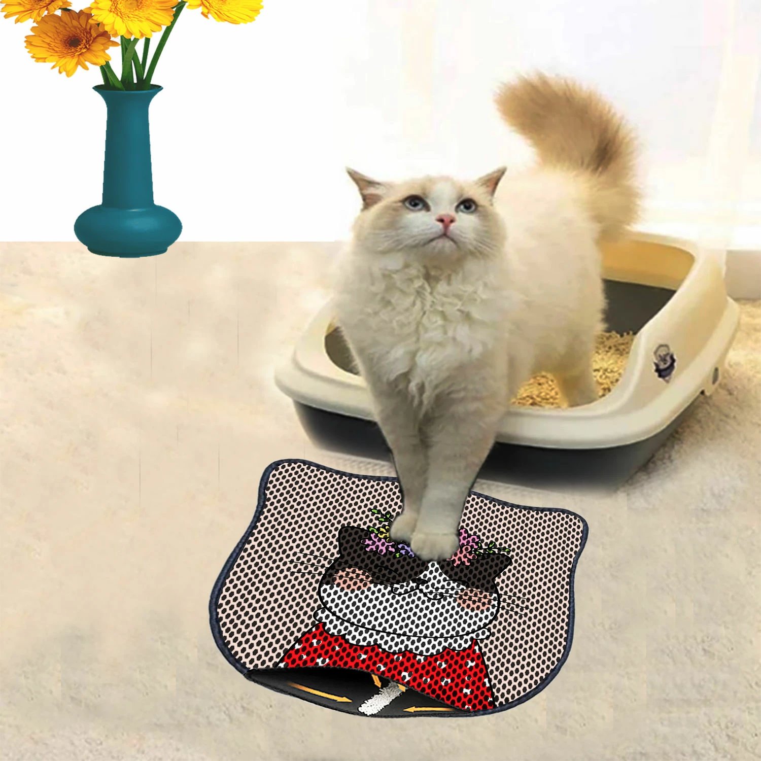 Tapet për rërë mace, shumëngjyrësh, Kdkafa0160