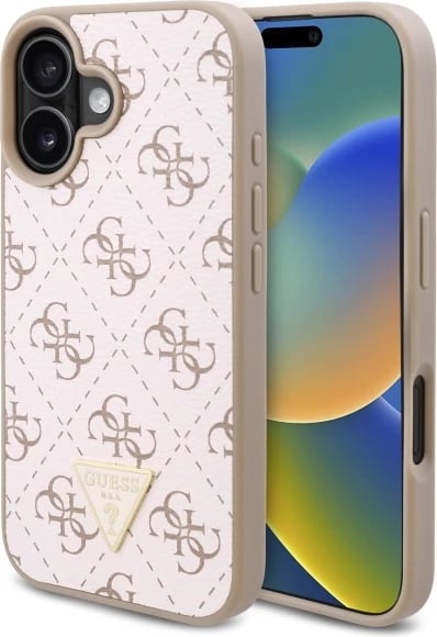 Mbështjellës Guess 4G Triangle për iPhone 16, Bardhë Mbështjellës Guess 4G Triangle për iPhone 16, Bardhë