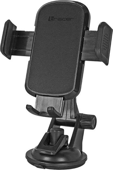 Mbajtës telefoni për veturë, Tracer U07, gjerësi 55–98 mm (deri 7"), krah 110 mm, thithëse silikoni, rrotullim 360°, e zezë