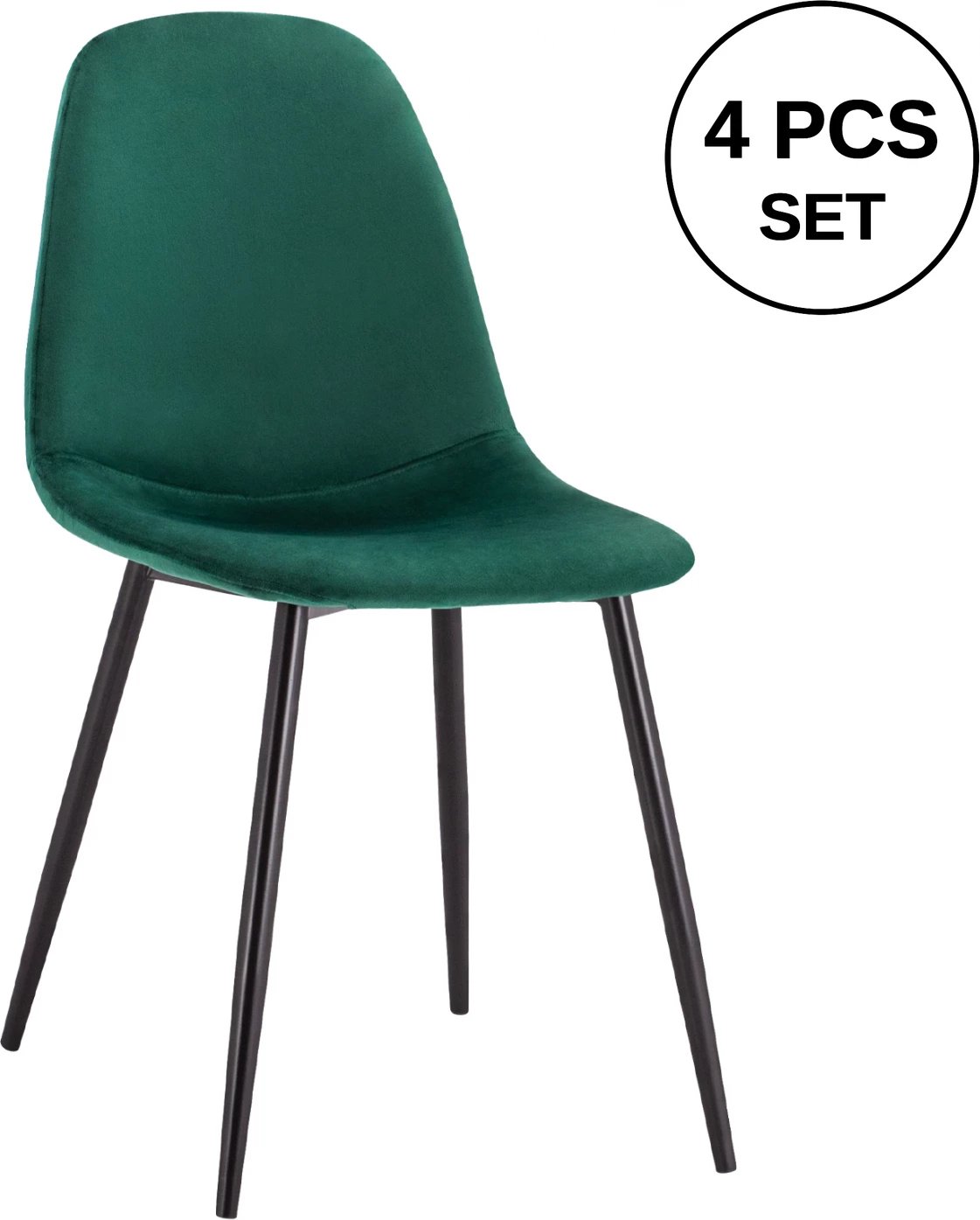 Karrige ngrënieje Leonardo, ngjyrë velvet cypress, këmbë metalike, FH00100.23, 45x53x85 cm, set prej 4 copë