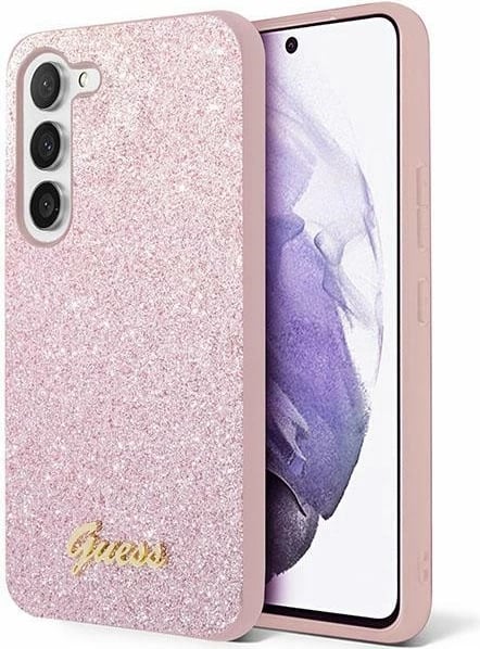 Mbështjellës Guess Glitter Script për Samsung Galaxy S24+, Rozë