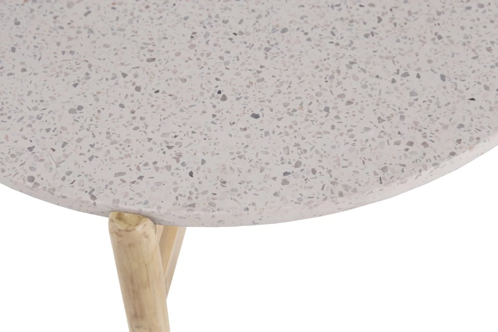 Tavolinë kafeje terrazzo, ngjyrë natyrale e çelët, 84.4x84.4x37 cm