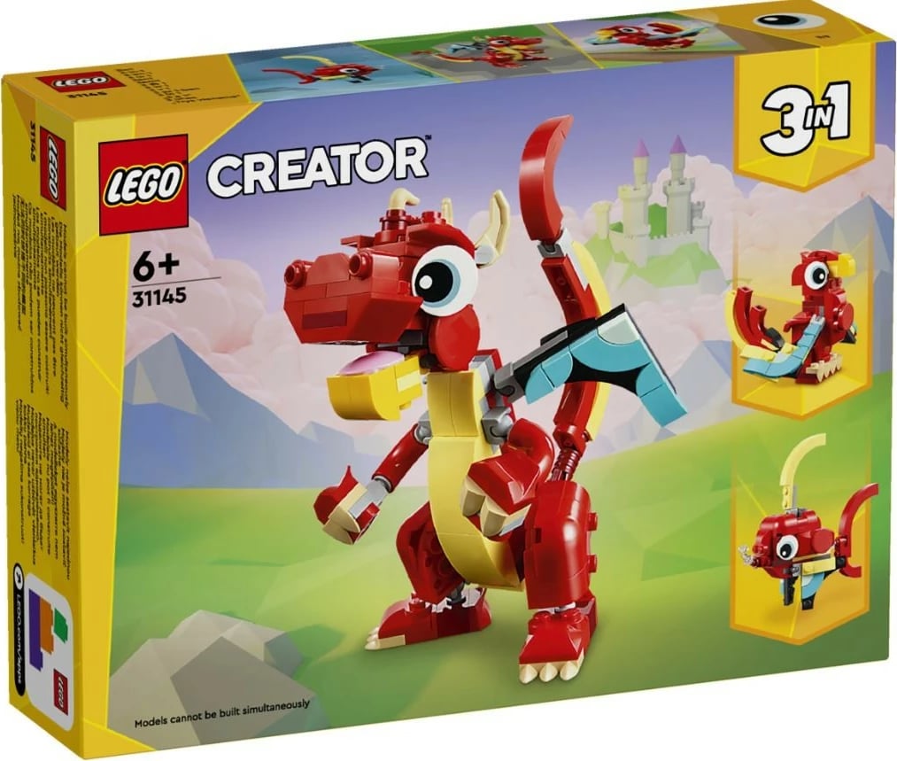 Set LEGO Creator 3-në-1, Red Dragon 31145, 149 pjesë, i kuq