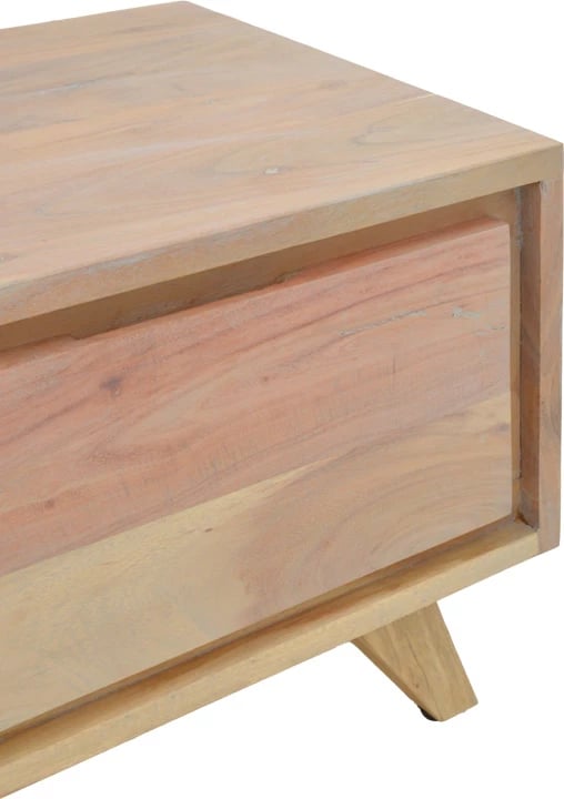 Komodinë Emira, dru akacie, ngjyrë natyrale, 40x40x35cm