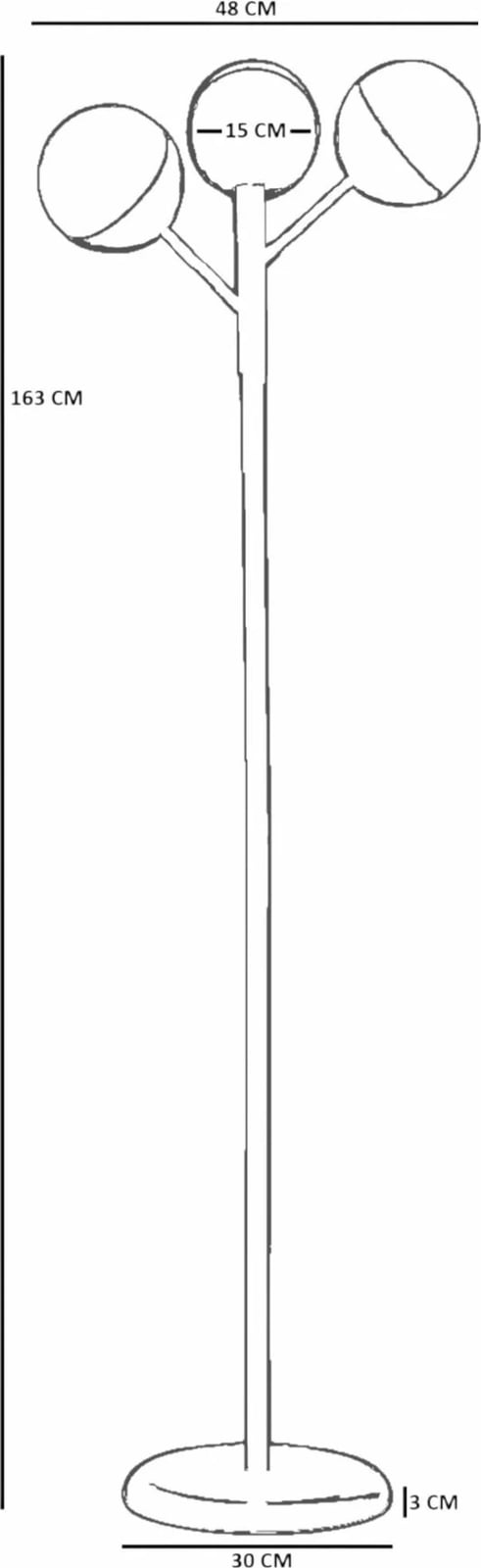 Llambë dyshemeje Opviq, 8948-3, metal dhe xham, gri e zezë, 163cm