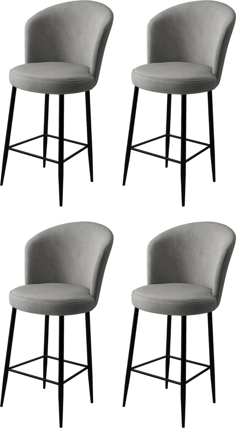 Set karrigesh për bar (4 copë), Hanah Home, Fora, gri, e zezë