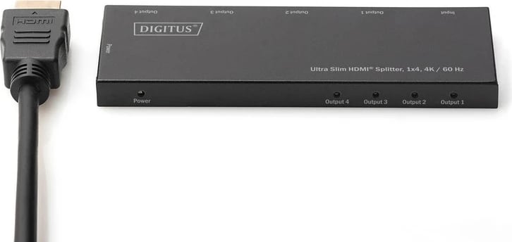Splitter HDMI Digitus DS-45323 Ultra Slim 1x4, 4K 60Hz, 3D, HDR, HDCP 2.2, i zi