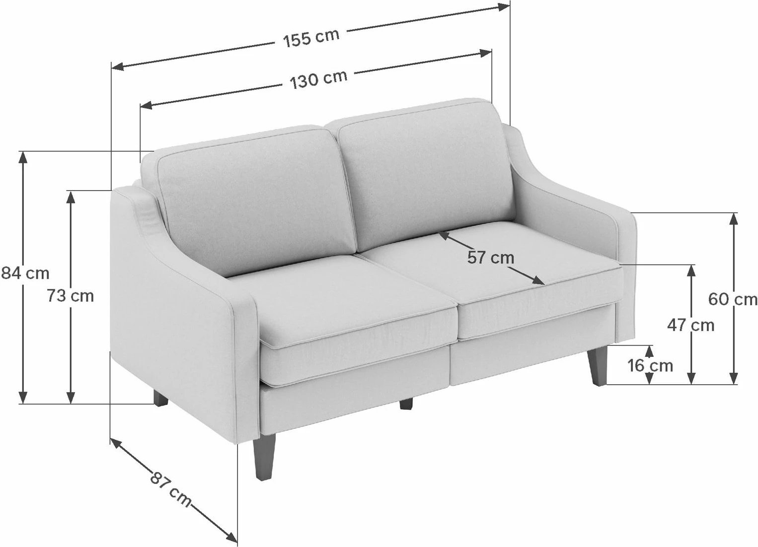 Divan dy vendësh Atelier del Sofa, Robin 2, ngjyrë rëre dhe dru arre