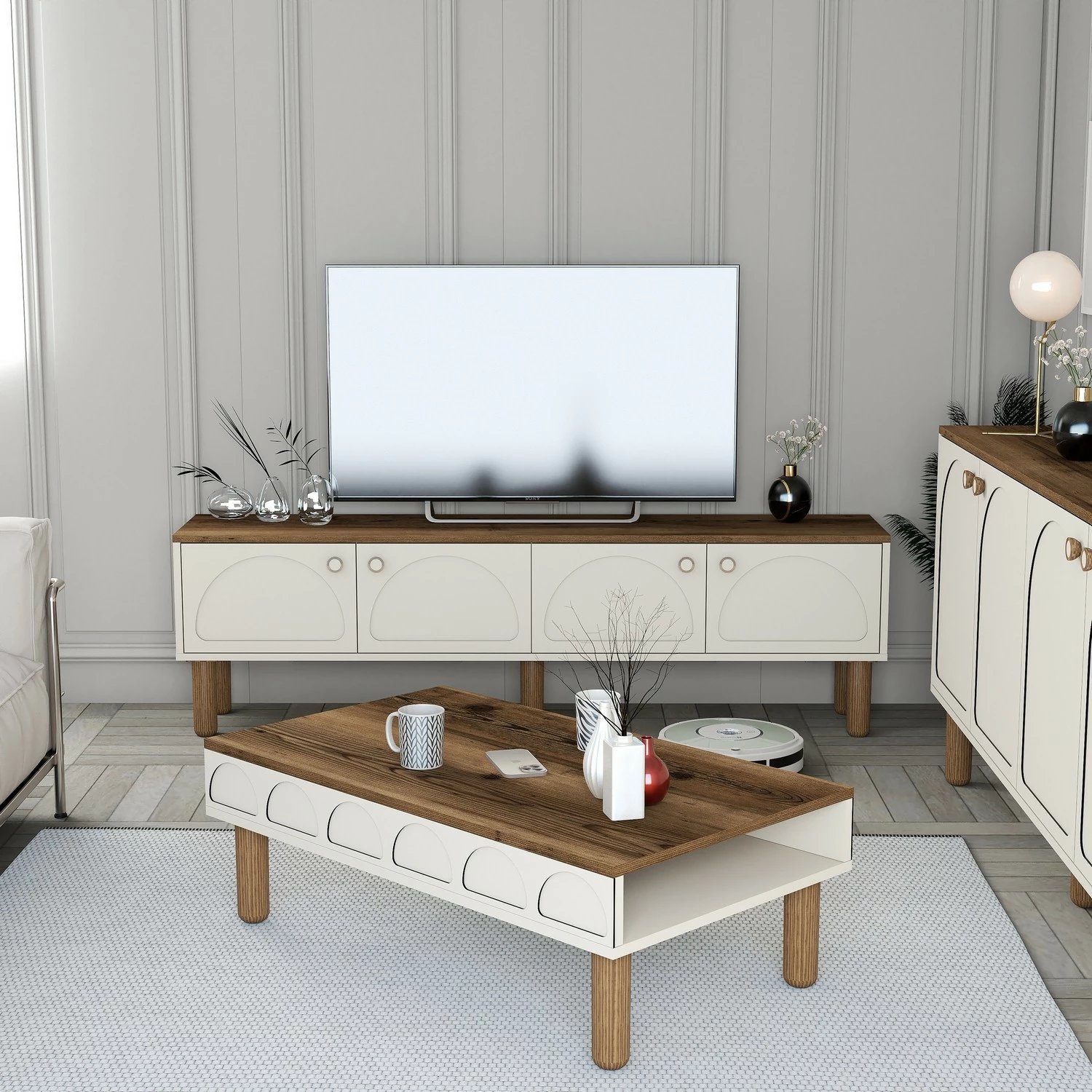 Set mobiljesh për dhomë dite, Skye Decor, Bohem 855, krem