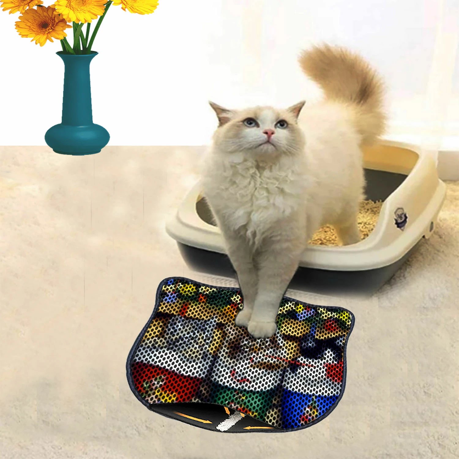 Tapet për rërë mace, shumëngjyrësh, Paws & Whiskers, Kdkafa0178, 40x50cm