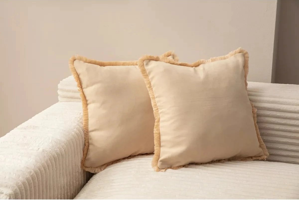 Set mbulesash për jastëkë (2 copë), Evila Originals, me fije, bezhë v1