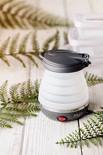Zierës uji udhëtimi, Adler AD 1370 UK, 0.6 L, silikon i palosshëm, 750W, prizë UK, gri