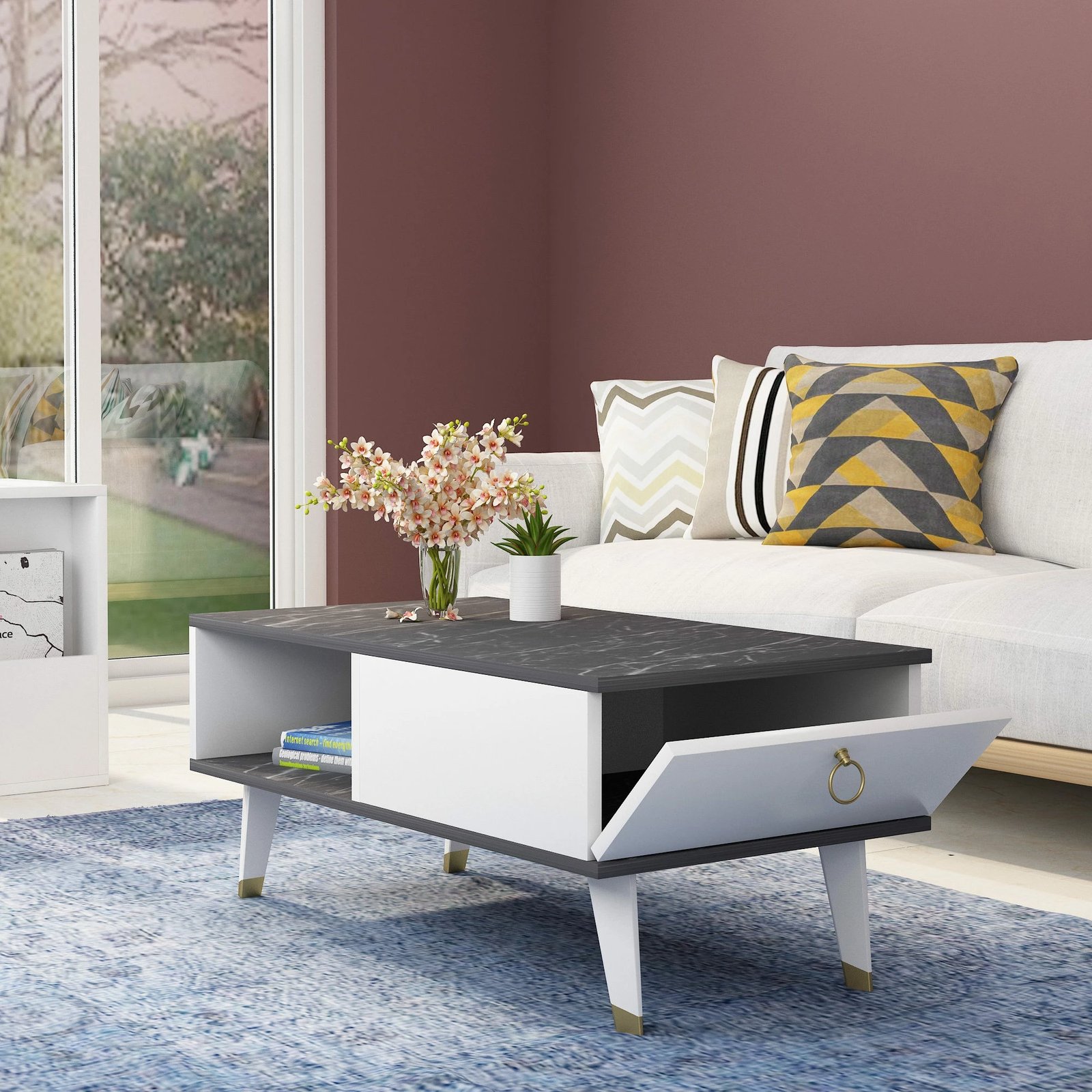 Tavolinë kafeje Hanah Home Delux, e zezë dhe e bardhë