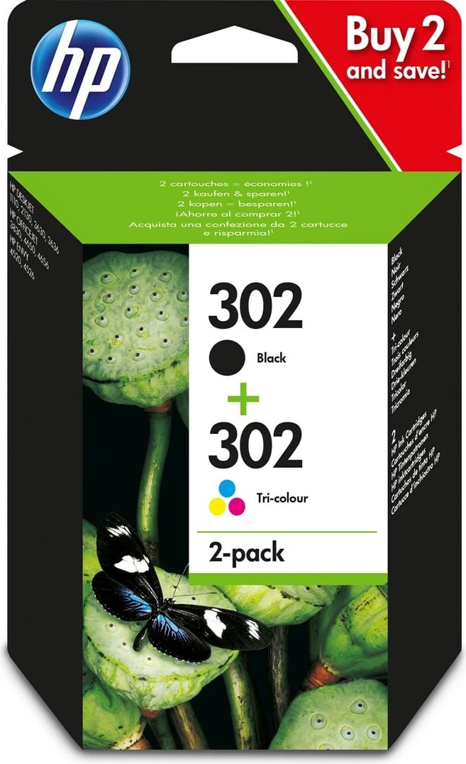 Ngjyrë për printer HP 302, tre ngjyrëshe, 2 copë