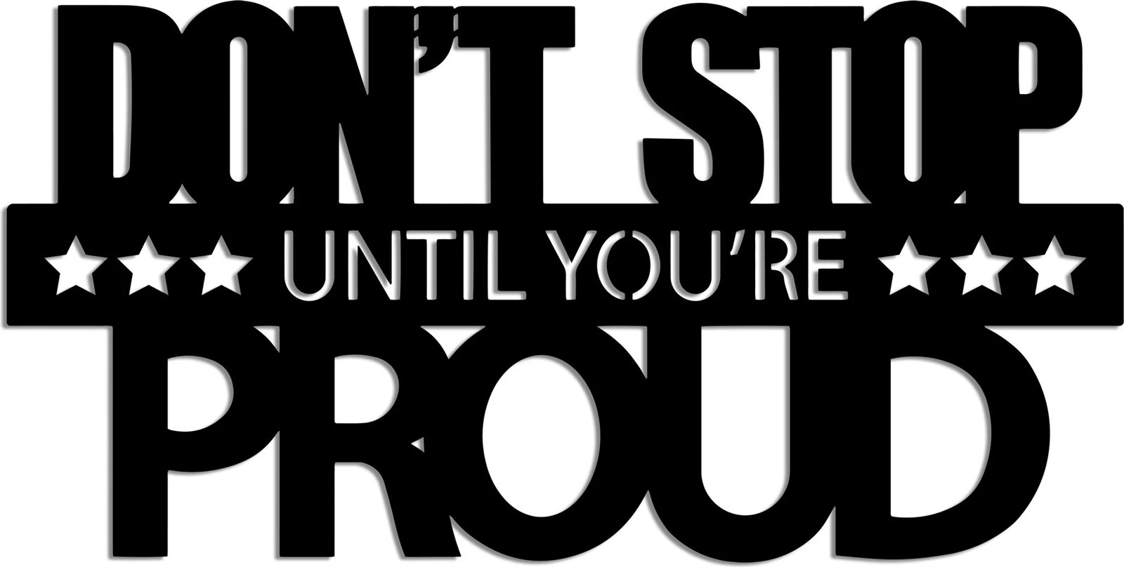 Aksesor dekorativ metalik për mur, Wallity, Don't Stop Until You're Proud, ngjyrë e zezë, 60x30cm