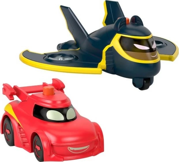 Set lodrash Batwheels Fisher Price HML26, 2 makina me drita, për fëmijë, blu e errët dhe e kuqe